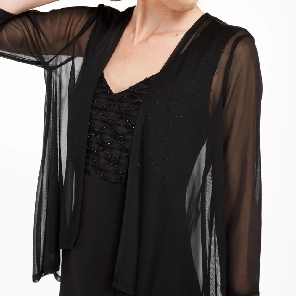 Women’s Formal Dress Size 8 CONNECTED APPAREL Long Sleeve Attached Sheer Jacket - Picture 3 of 5